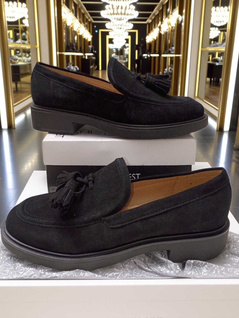 New Nine West Roker Black Suede Tasseled Loafers for Women 7.5M